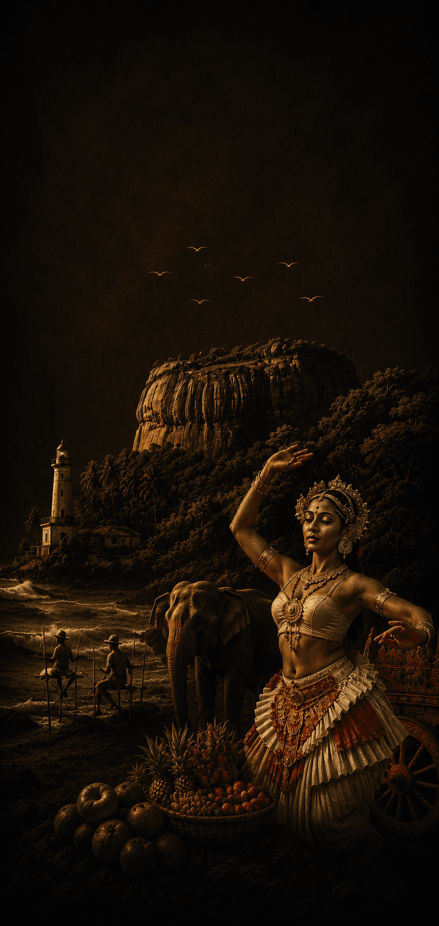 Kandyan dancer with Sigiriya — portrait view